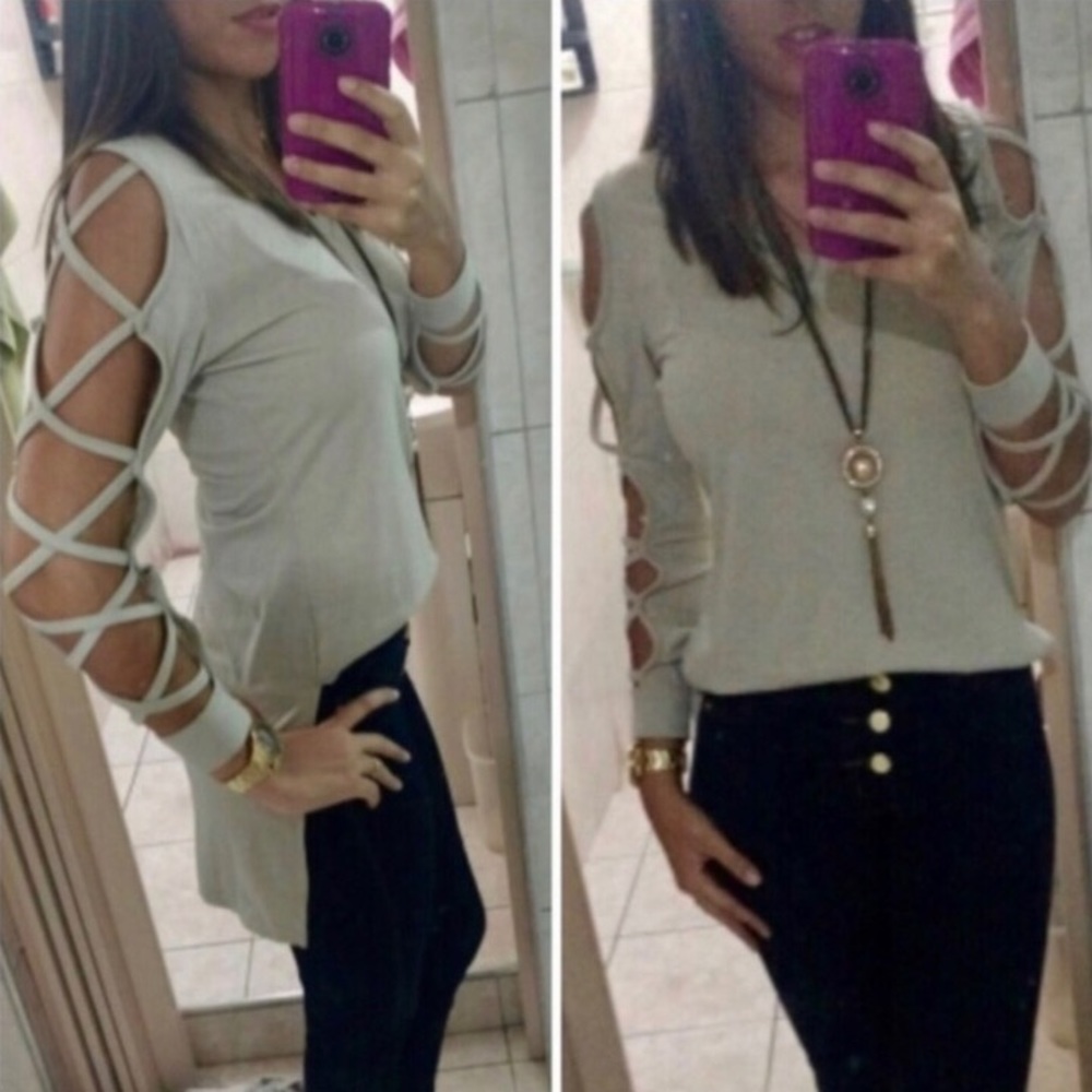 Fashion Nova Cross Cross Sleeve Hi Low Top